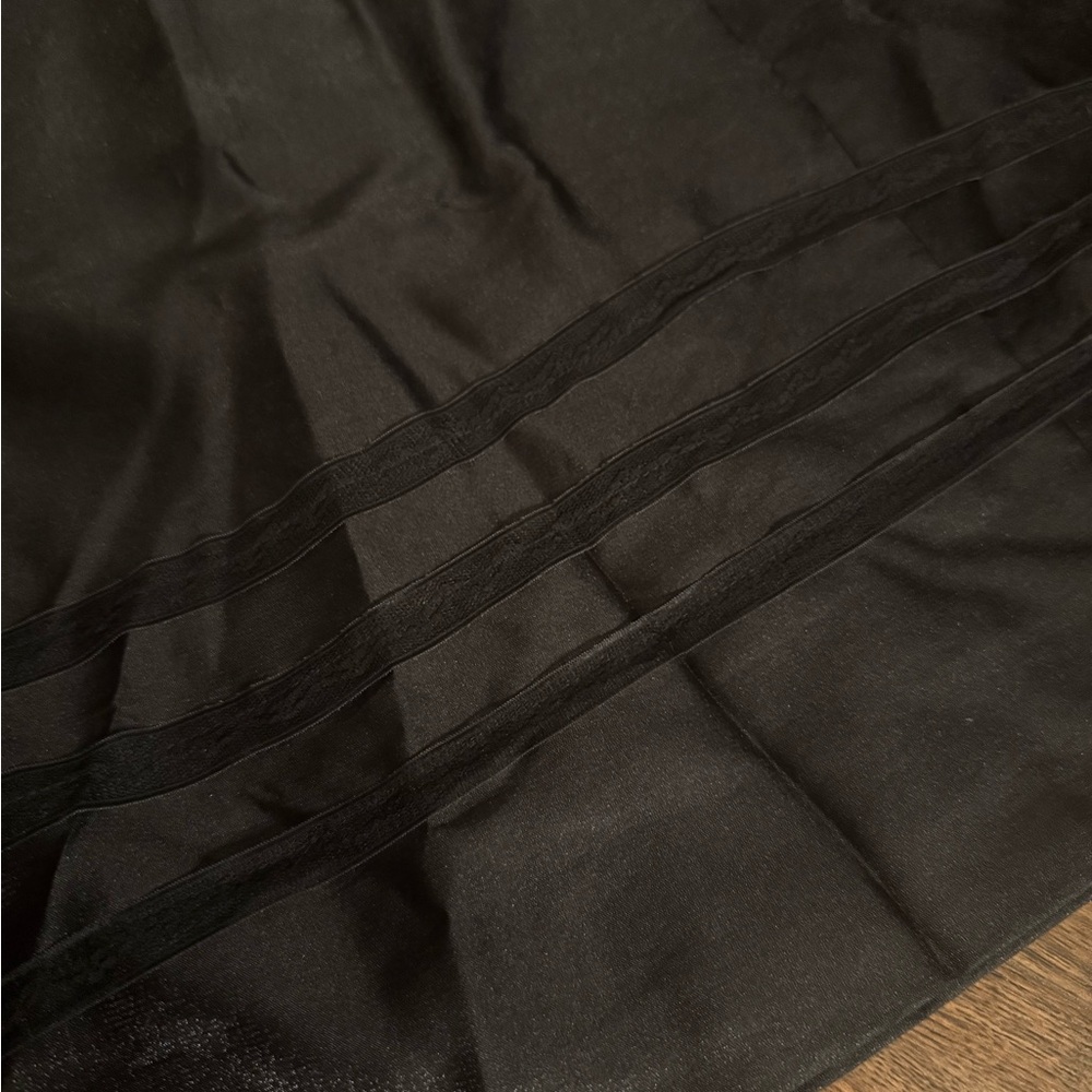 Function & Fringe Edit | Black Pleated Maxi Skirt High Waist A-Line Satin - Picture 2 of 3